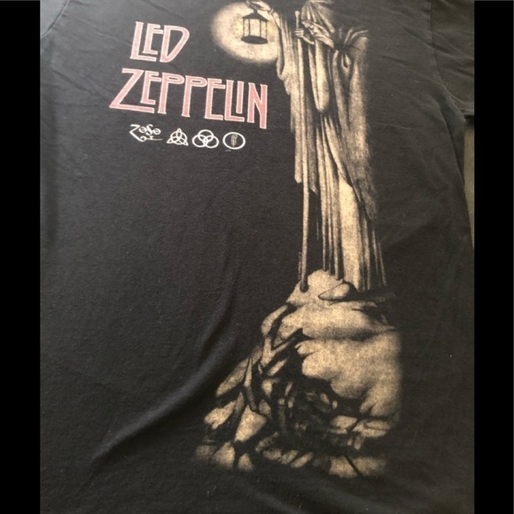 VTG 90’s Led Zeppelin Black Tee Rock Band Shirt Size S - Picture 4 of 5